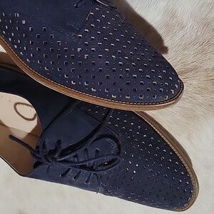 Like New! Blue Lace Up Flats, Maizy,  9